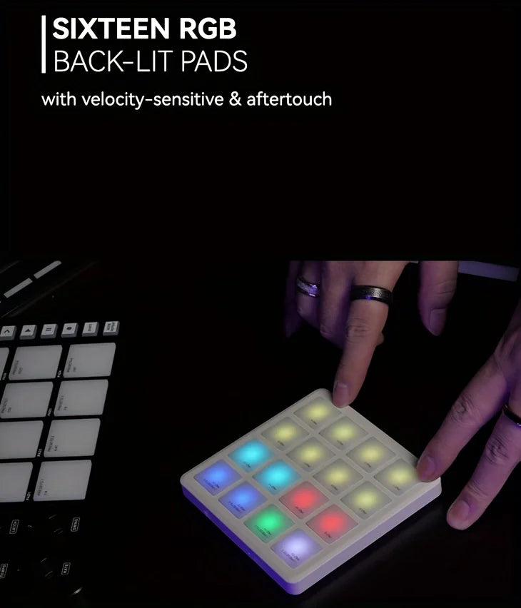 M-VAVE 16-Pad RGB Backlit MIDI Controller, Portable Music Production Pad