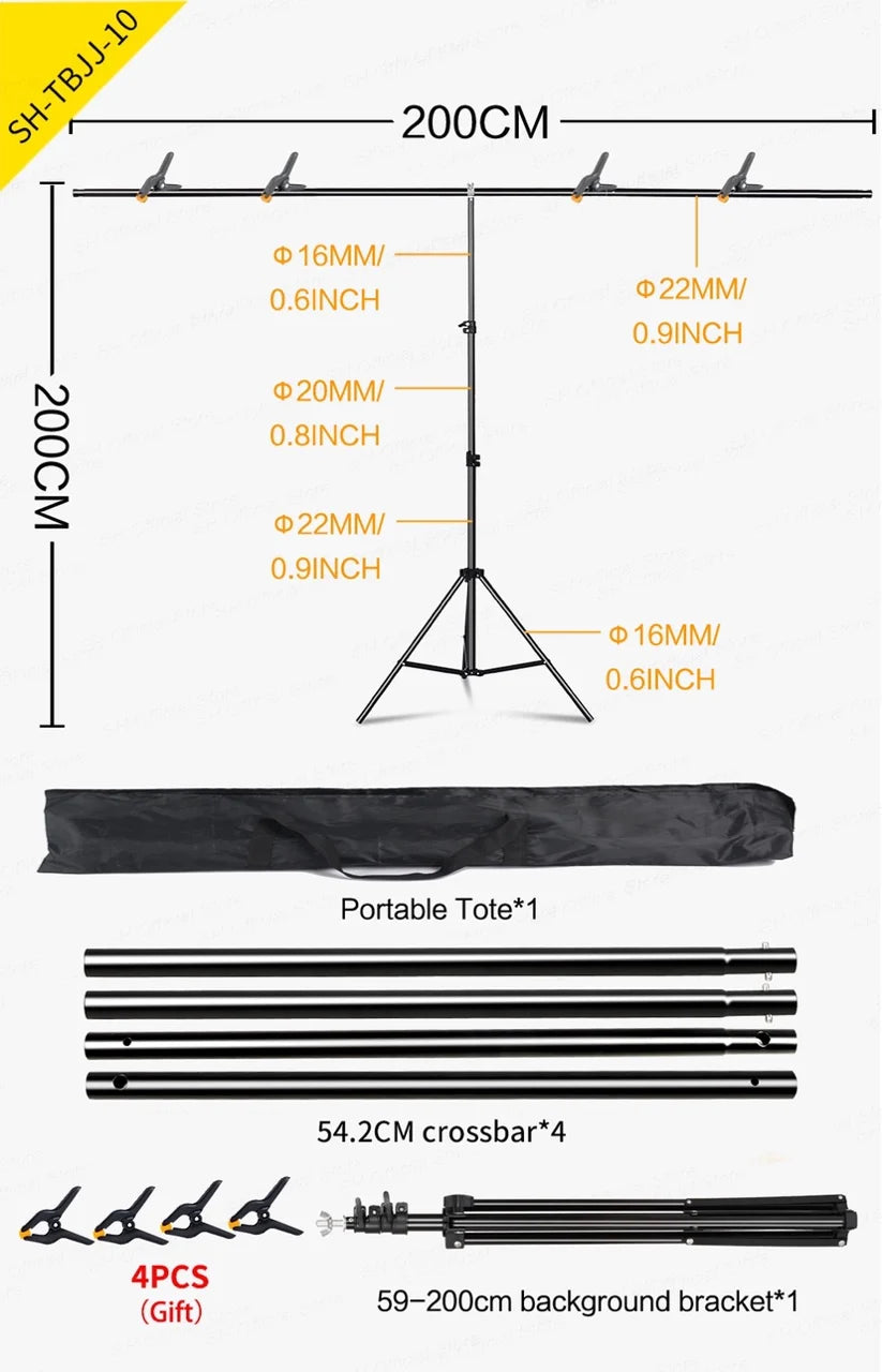 Photography Photo Studio T-Shape Backdrop Background Stand Frame Support System Kit For Video Chroma Key Green Screen With Stand