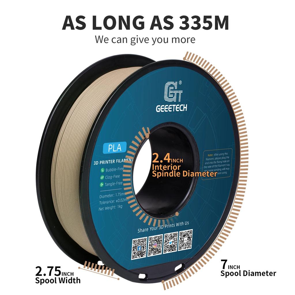 Geeetech Wood PLA 3D Printer Filament 1.75mm 1kg, Natural Wood Finish