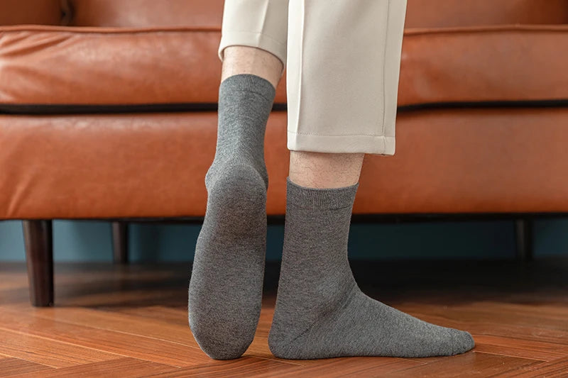 10-Pack Men's Cotton Dress Socks, Soft Breathable Business Crew Socks, US Size 6-10