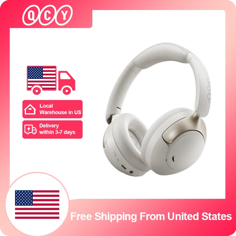 QCY H3 Pro Wireless Headphones with Adaptive Active Noise Cancelling, Hi-Res LDAC Bluetooth