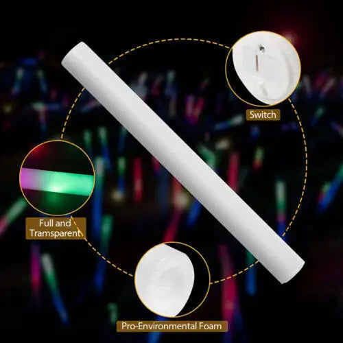 Glow Sticks Bulk 102Pack LED Light Up Foam Sticks 3 Modes Color Flashing,Glow Party Supplies for Wedding Birthday Concert