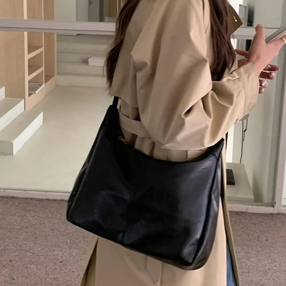 Women's Vegan Leather Hobo Shoulder Bag, Large Capacity