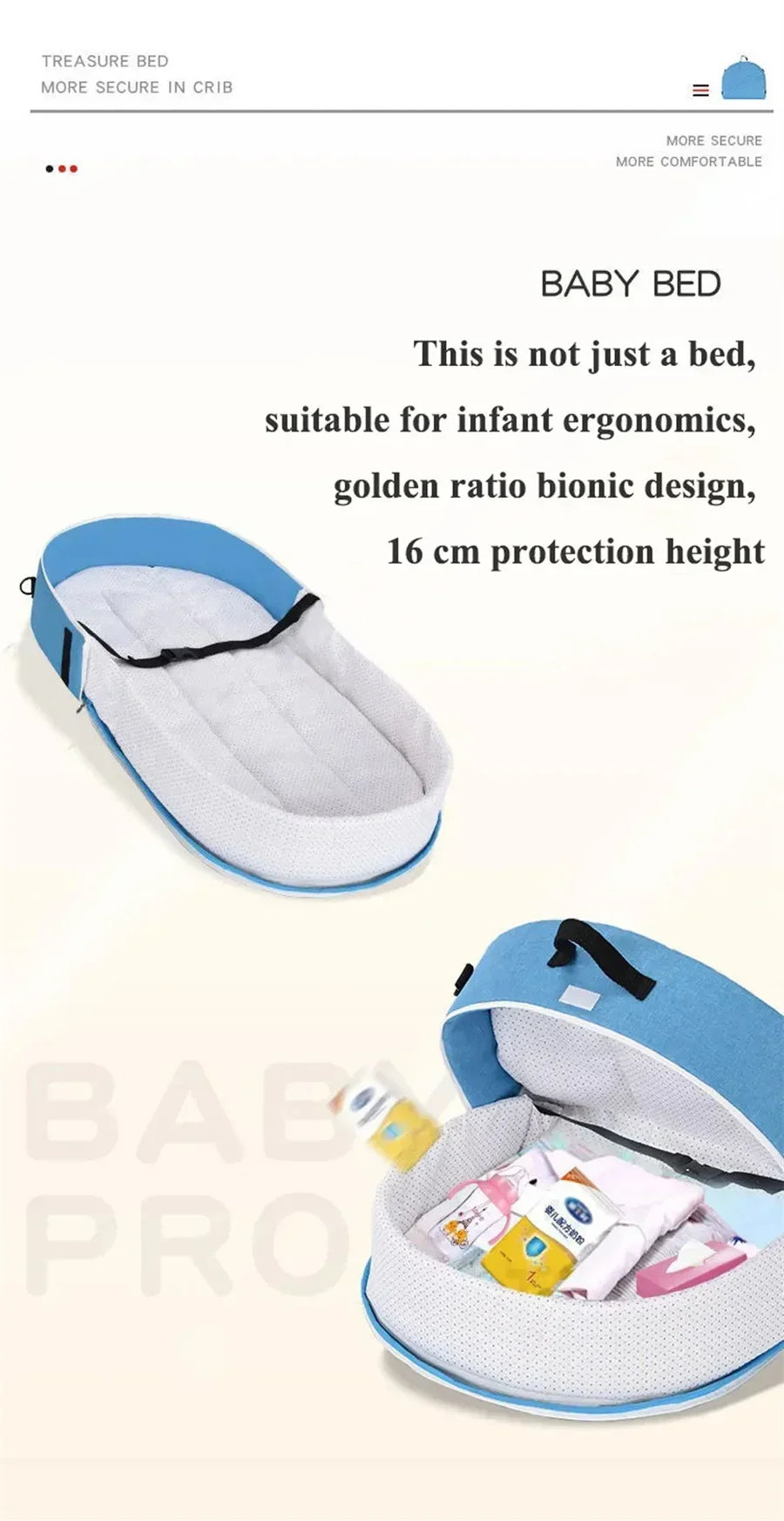 Portable Foldable Baby Bassinet, Travel Crib Bed for Newborns
