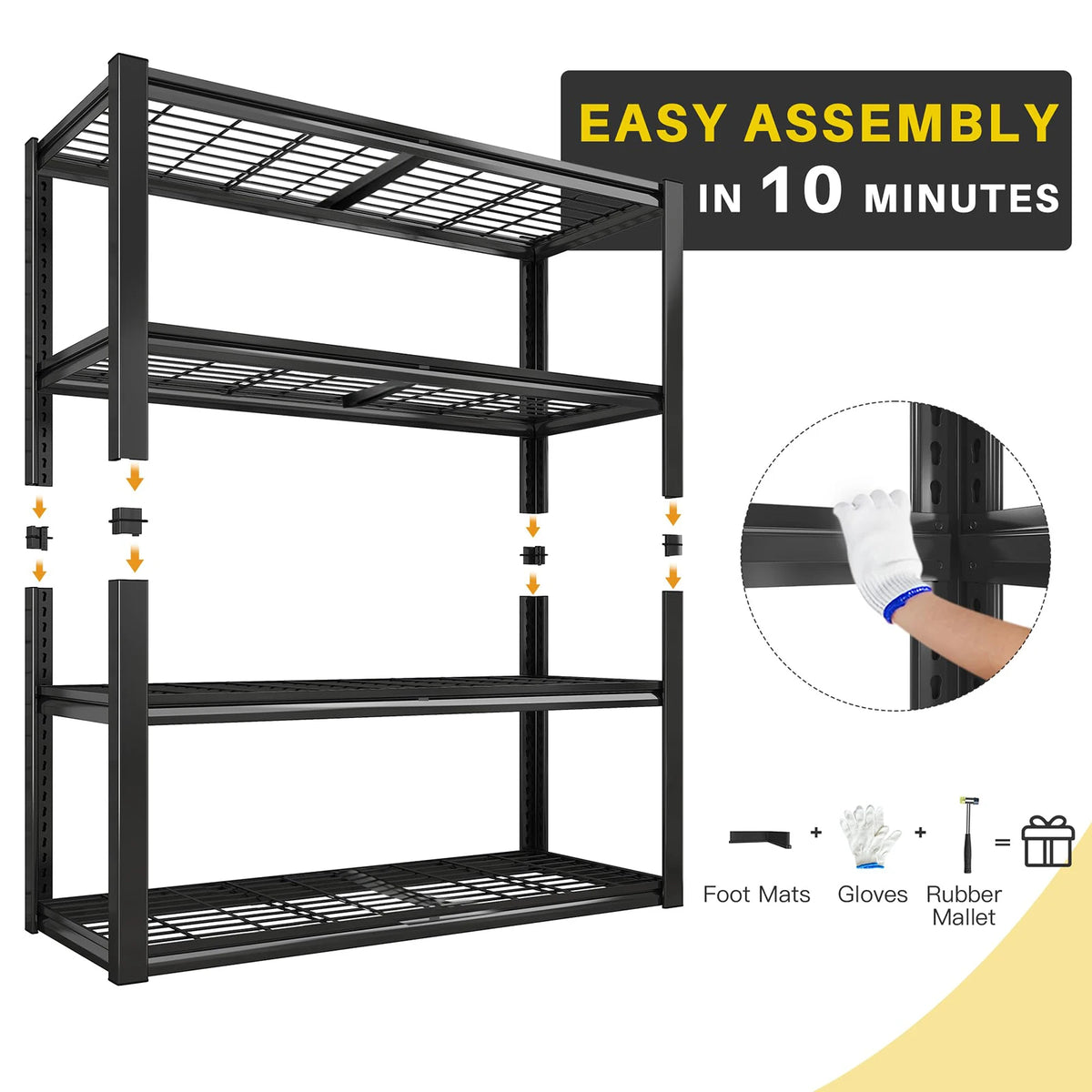 4-Shelf Heavy-Duty Garage Storage Unit, 40 x 19.5 x 59.5 Inch