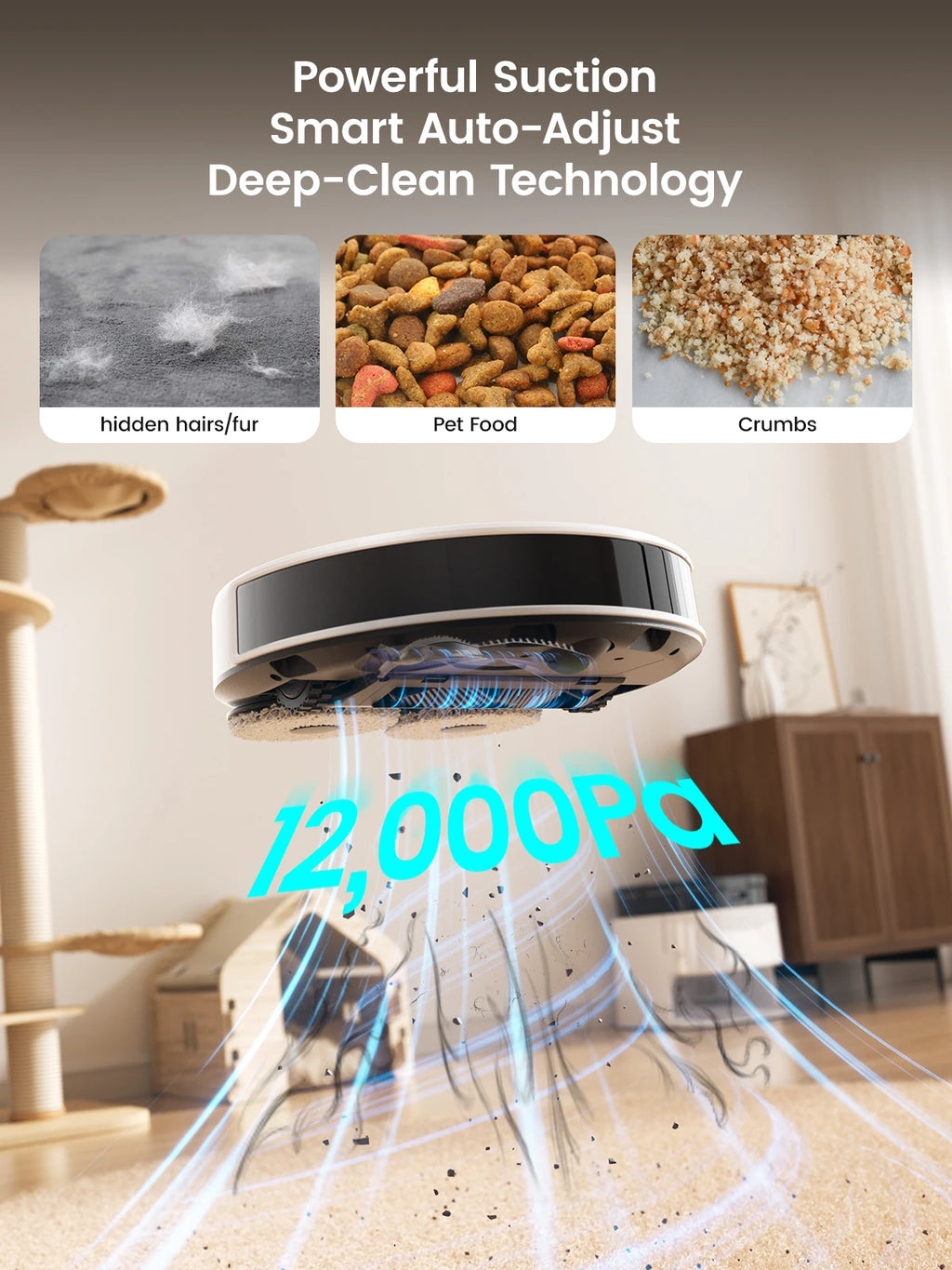 Lefant M3M3L Robot Vacuum, Robot Vacuum and Mop, 12000Pa Suction Anti-Tangle Brushes, Dual Spinning Mop, Auto Mop Washing Drying