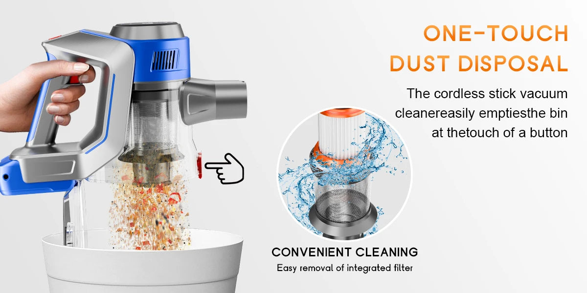 78KPA Cordless Vacuum Cleaner with LED High Power Strong Suction Wet and Dry Handheld Vacuum Cleaner for Fur Rug