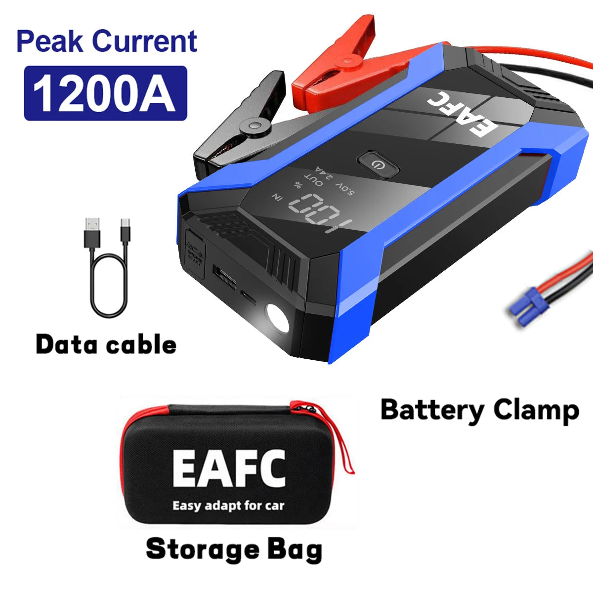 2026 Car Jump Starter 2000A/1200A Car Battery Charger Emergency Power Bank Booster for 12V Petrol Diesel Vehicles Starting