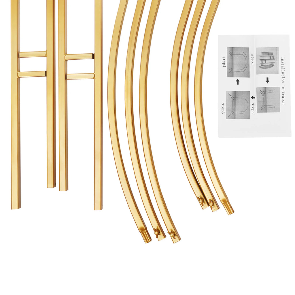Gold Round Arch Backdrop Stand 2.2m Large Wedding Party Decor with Double Tube for Flowers Balloons Heavy Duty Steel Frame