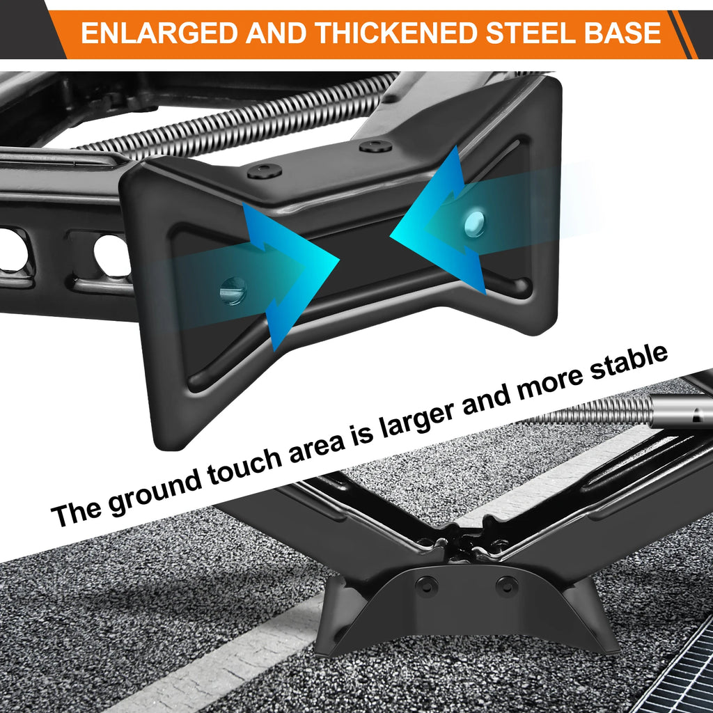 Car Scissor Jack 2T Auto Emergency Crank Lift Stand Labor-Saving Repair & Tire Replacement Tool with Wrench for SUV Vehicles