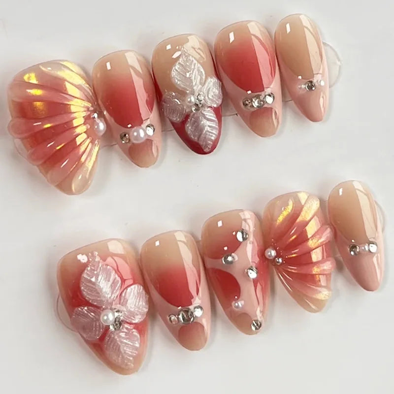 24Pcs Almond Press On Nails, Full Coverage False Nails (Random Style)