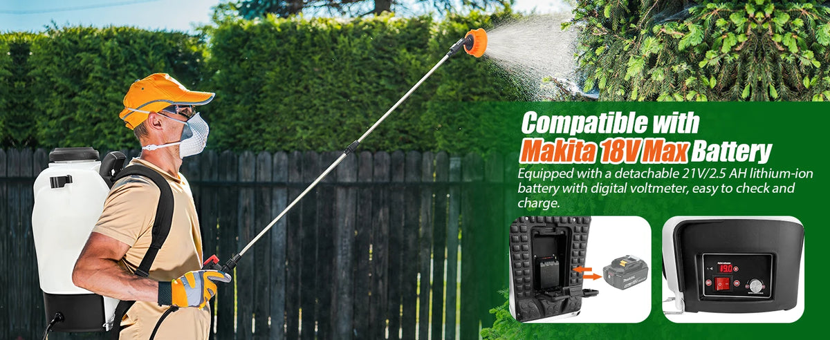 4.2 Gallon Backpack Sprayer Battery Powered,100 PSI Electric Garden Sprayer Works with Makita 18V Battery,Weed Lawn Yard Spraye