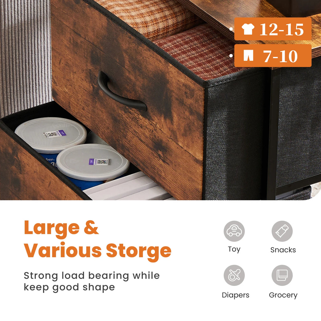 Fabric 2-Drawer Nightstand, Bedside Table with Storage for Bedroom and Living Room