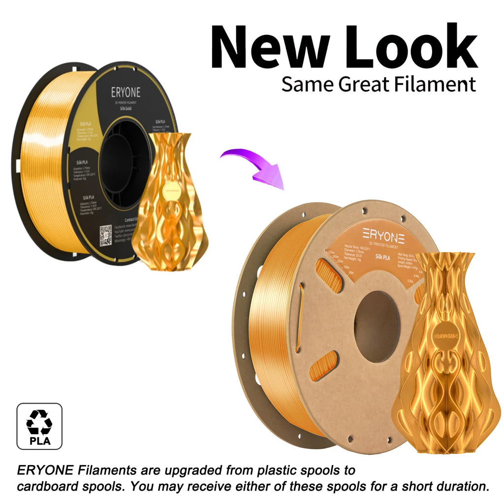 ERYONE 1KG Silk PLA 3D Printer Filament 1.75mm, Premium Silk Shiny Finish Single Color, Glossy Smooth Surface 1kg Spool