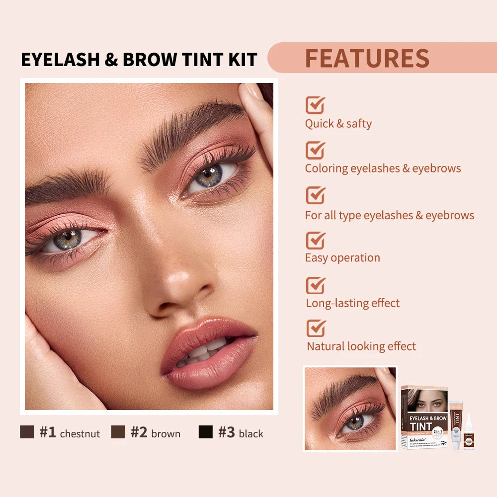 2-in-1 Lash Lift and Tint Kit, Waterproof Semi-Permanent Eyelash Perm and Brow Lamination Set for Salon or Home Use