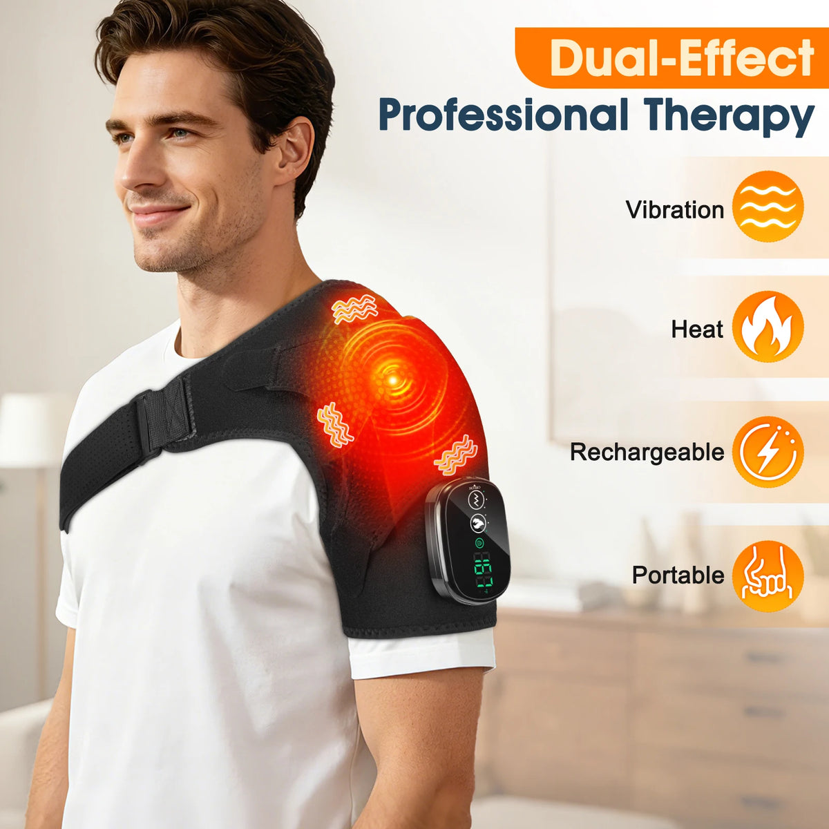 Electric Heated Shoulder and Neck Massage Wrap, Adjustable Hot Compress Back Support Shawl
