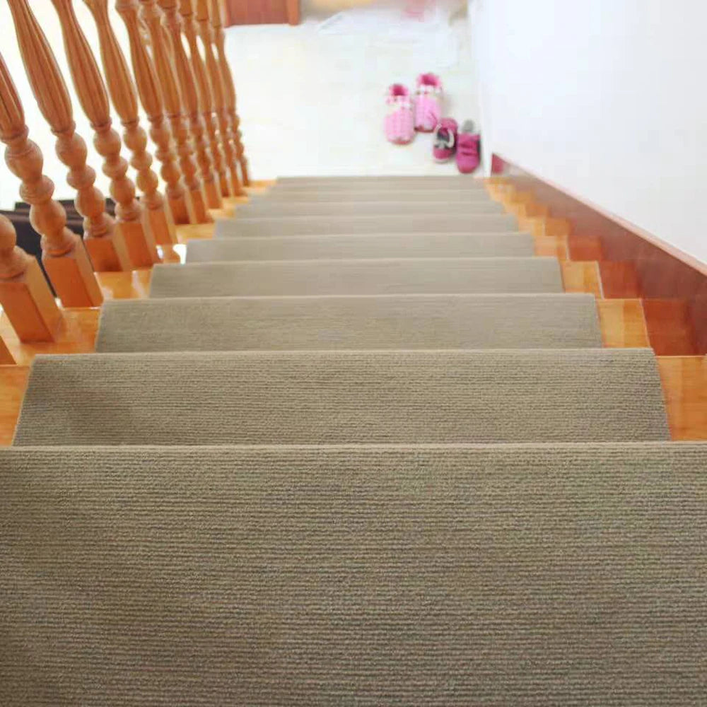 13PCS Carpet Stair Treads Mat 55*24cm Beige Stair Non-slip Carpet Mat Protection Cover Pad for Hallway Children's Bedroom