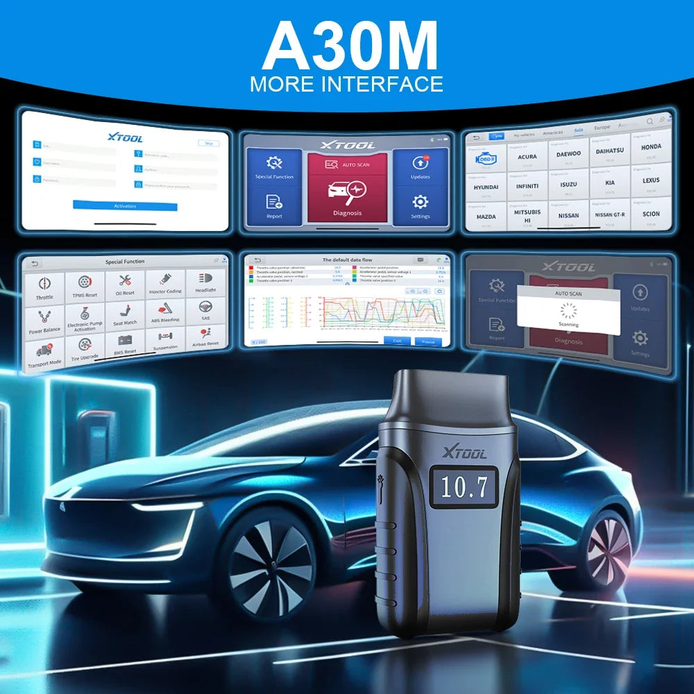 A30M V2.0 All System Car Diagnostic Tools Bluetooth OBD2 Scanner Active Test 26+ Reset CAN FD