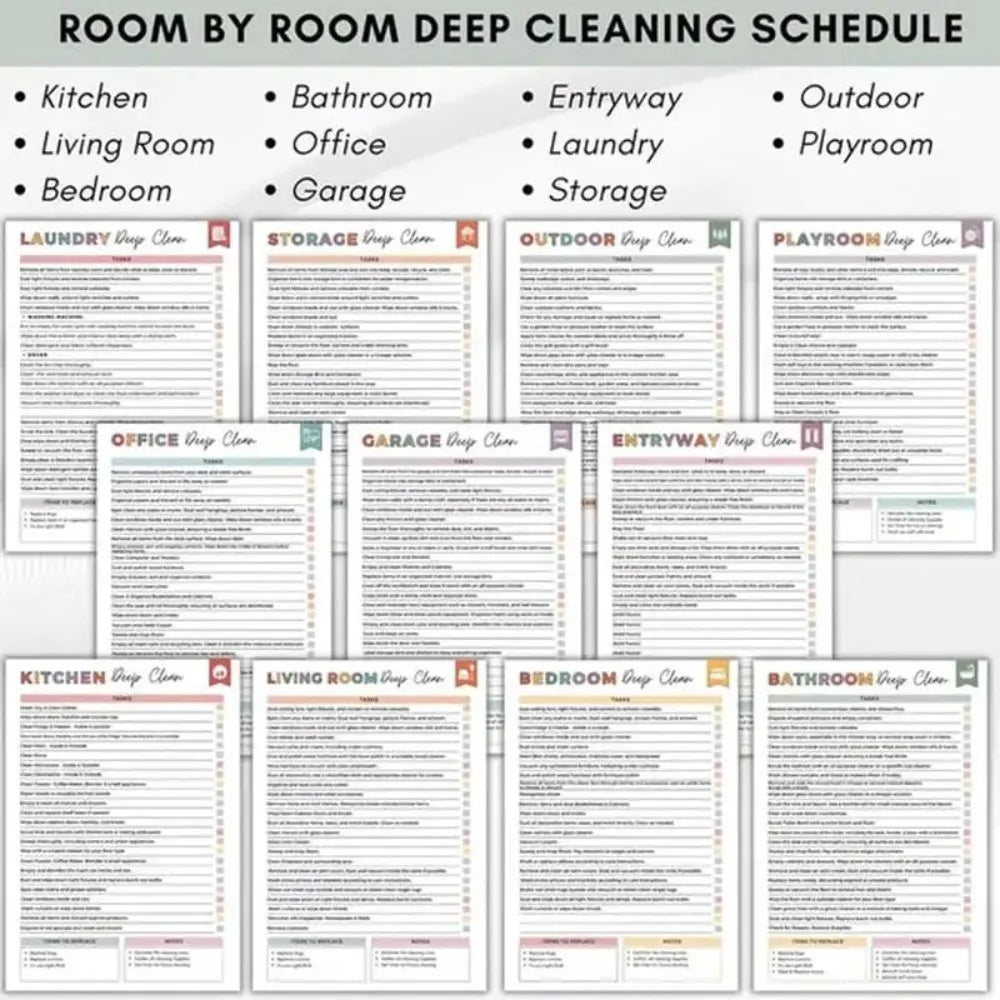 Cleaning Planner, House Cleaning Schedule Journal, Household Chores Organizer Book, Spiral Bound Home Decluttering Notebook