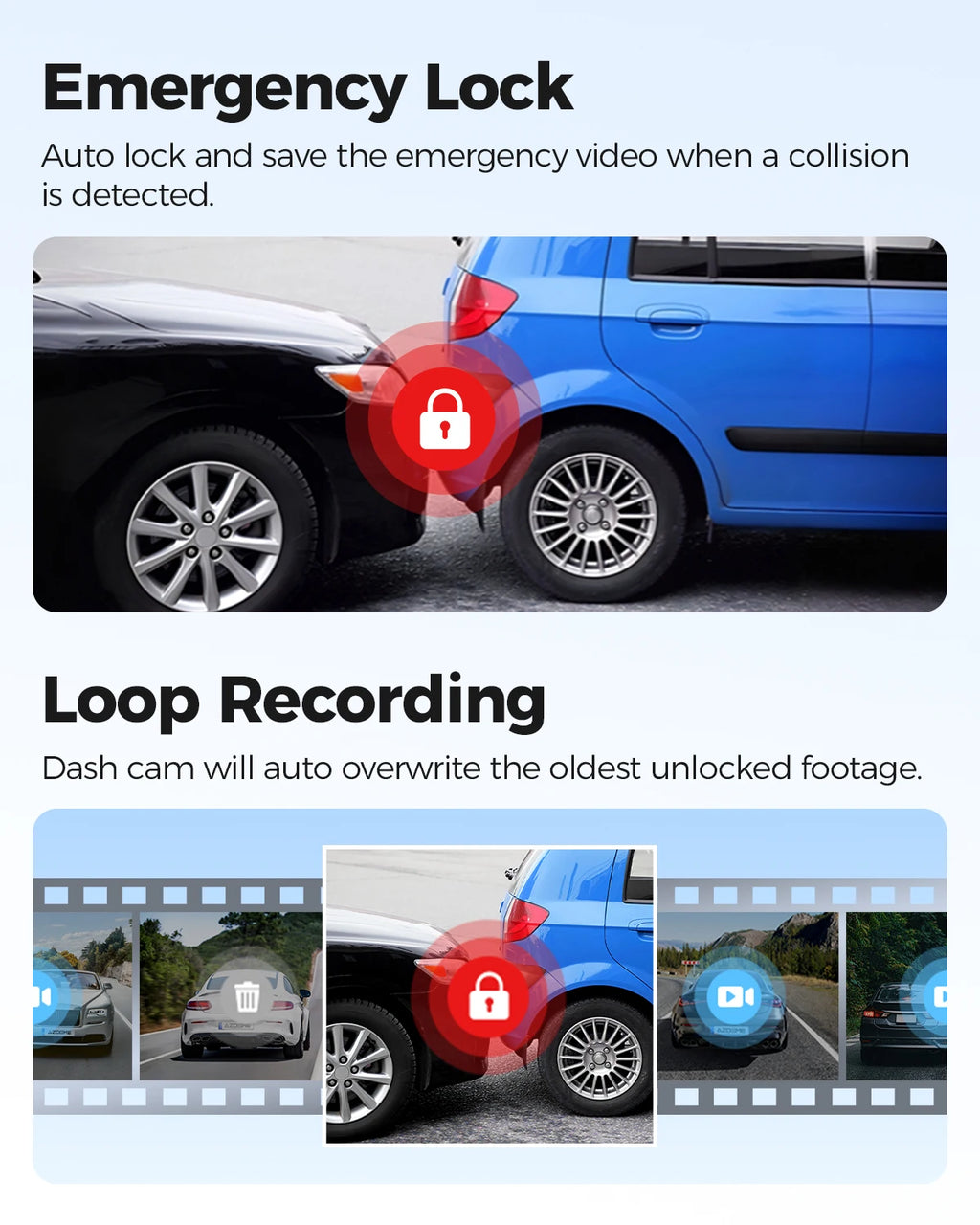 AZDOME M300S Dash Cam 4K+1080P Car Rear Camera Dash Cam 800MP Lens Built-in GPS WIFI Car DVR Voice Control Night Vision 후방카메