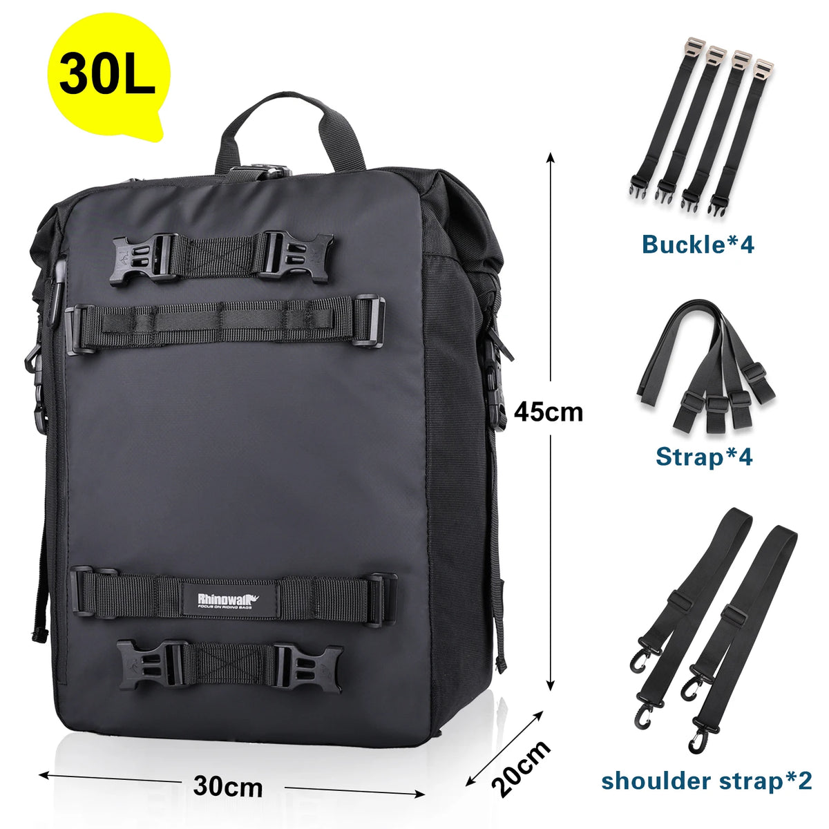 Rhinowalk Motorcycle Rear Seat Bag 10L 20L 30L Waterproof Luggage Pack Motocross Multi-Function Bumper Modification Bale
