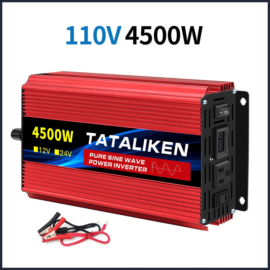 1600w-4500W 12V/24V to AC 110V 60Hz Pure Sine Wave Inverter Car Power Tranfermer  Voltage Portable  Converter with LED Display