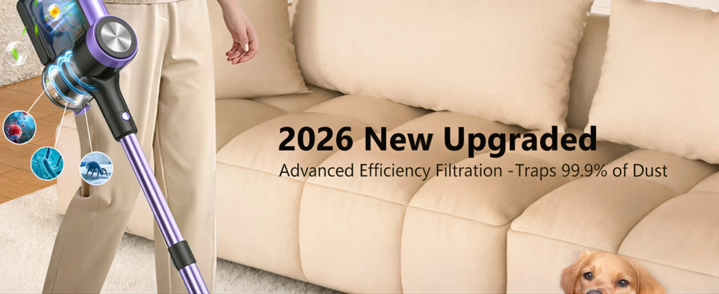 500W/55KPA Self-Standing Cordless Vacuum Cleaner,60 Mins Handheld Vacuum Cleaners,Smart LED Screen Vacuum for Rug/Fur