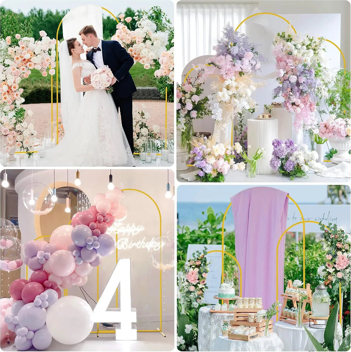 Gold Metal Arch Backdrop Stand Set, 3 Pieces