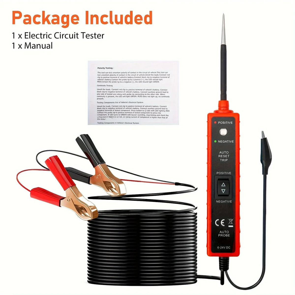 Digital Automotive Electrical Tester, 6-24V Car Power Circuit Probe
