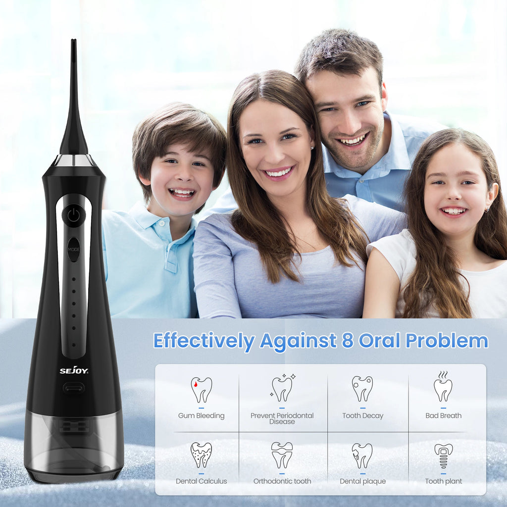 Portable Cordless Water Flosser, 5-Mode Oral Irrigator with 230ml Tank and 5 Jet Tips