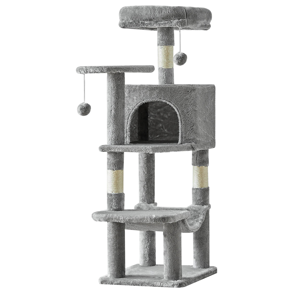 44In Cat Tree Tall Multi-Cat Climbing Tower for Pet Furniture Natural Sisal Scratching Posts Stable Pet House for Indoor Cat