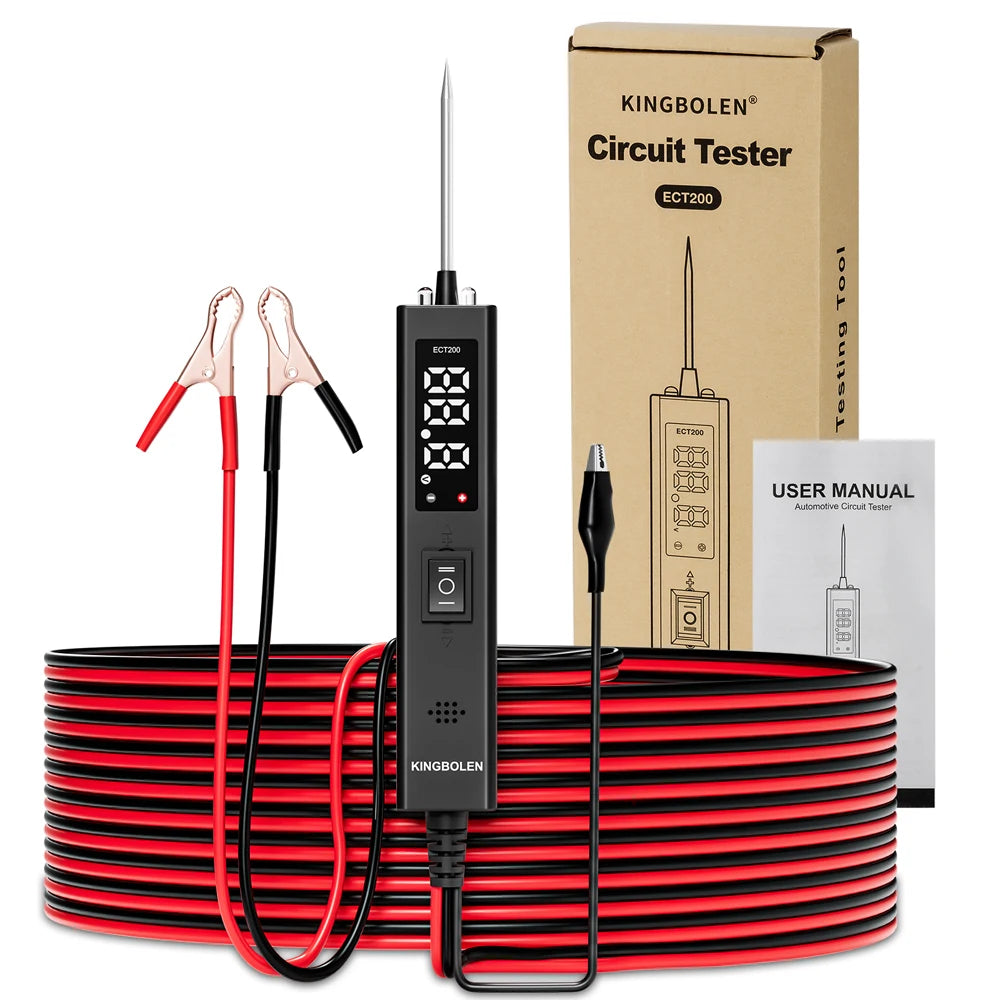 2026 KINGBOLEN ECT200 Automotive Electrical Circuit Tester, 12V 24V Car VoltageTest Power Probe Tester with 16.5FT Cable