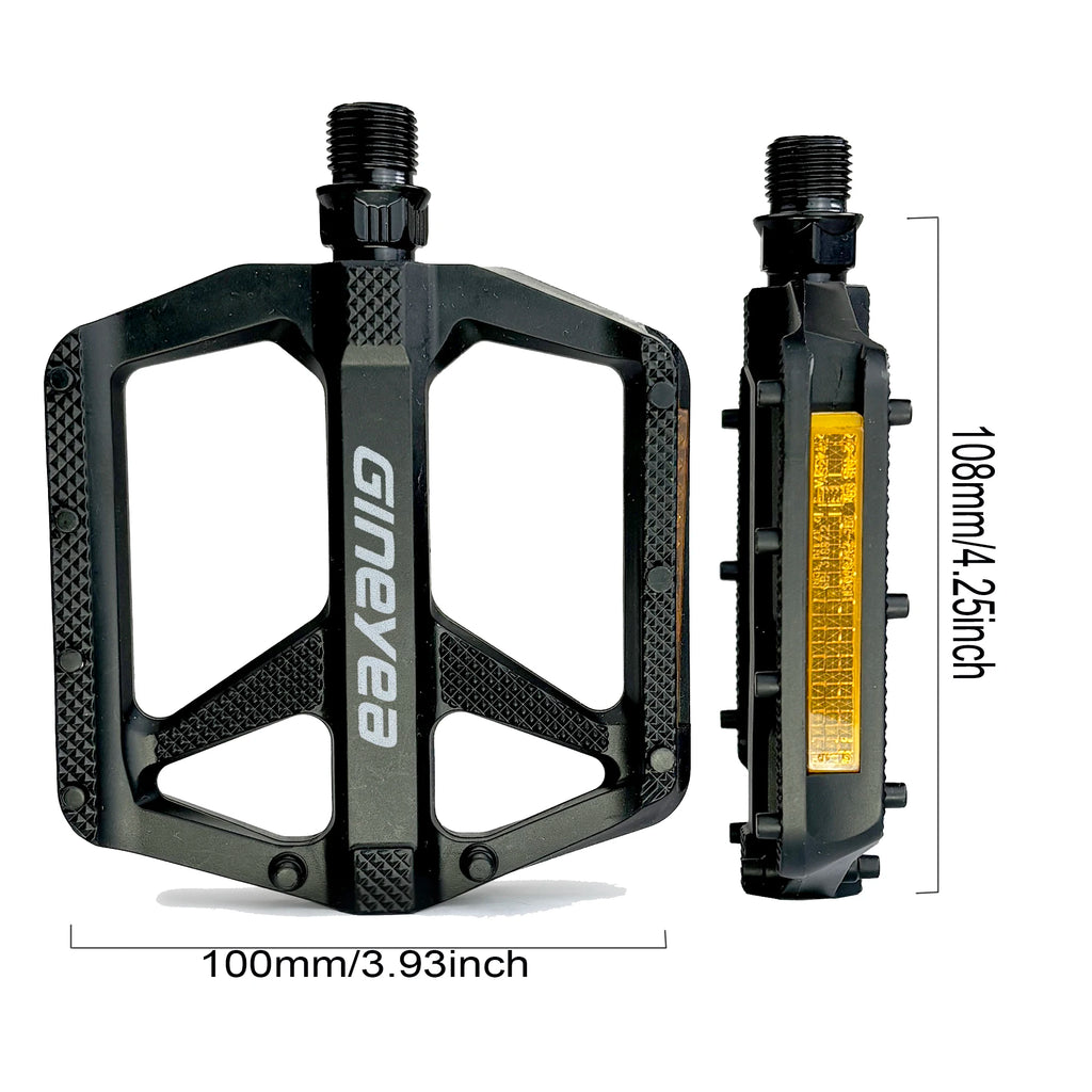 Gineyea Bike Pedals Flat, Lightweight Bearing Anti-slip Large Platform Road Bike MTB Bike Pedal Bicycle Accessories.
