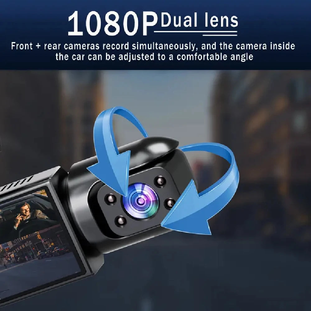 3.16inch IPS 1080P Dash Cam Car Dvr Dual Lens Front Inside Wide Angle IR Night Vision Video Recorder