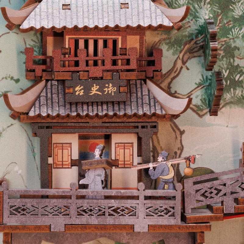 CUTEBEE Antiquity Book Nook Chinese Style Doll House Kit with Touch Light Dust Cover Bookshelf Insert Toy Su Dongpo's Life