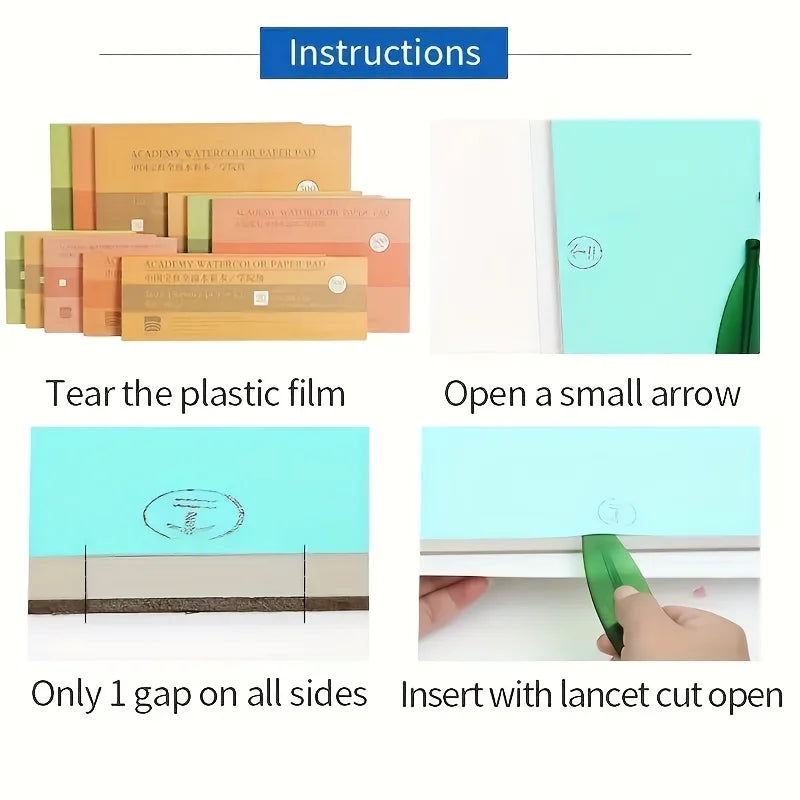Professional Watercolor Paper Book 300gsm, 100% Cotton 20 Sheets for Artists