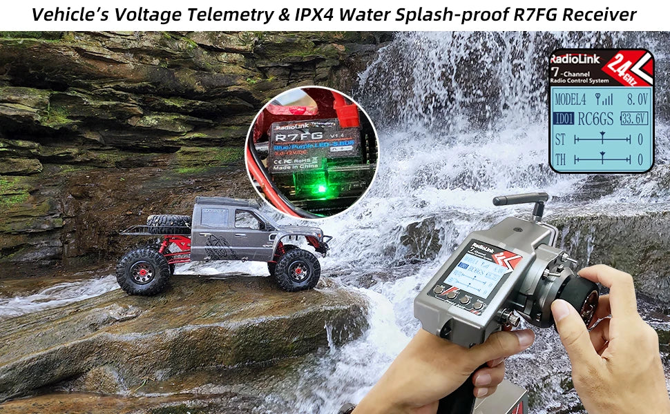 Radiolink RC6GS V3 2.4G 7 Channel Radio Transmitter R7FG Receiver Gyro Telemetry Included Remote Controller for RC Car Boat