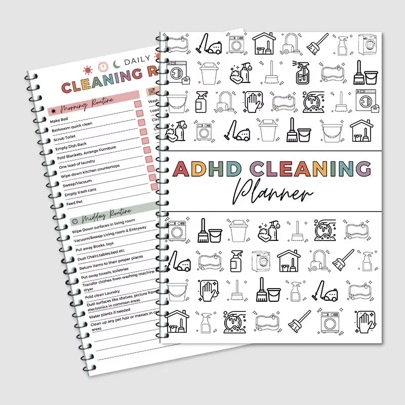 Cleaning Planner, House Cleaning Schedule Journal, Household Chores Organizer Book, Spiral Bound Home Decluttering Notebook
