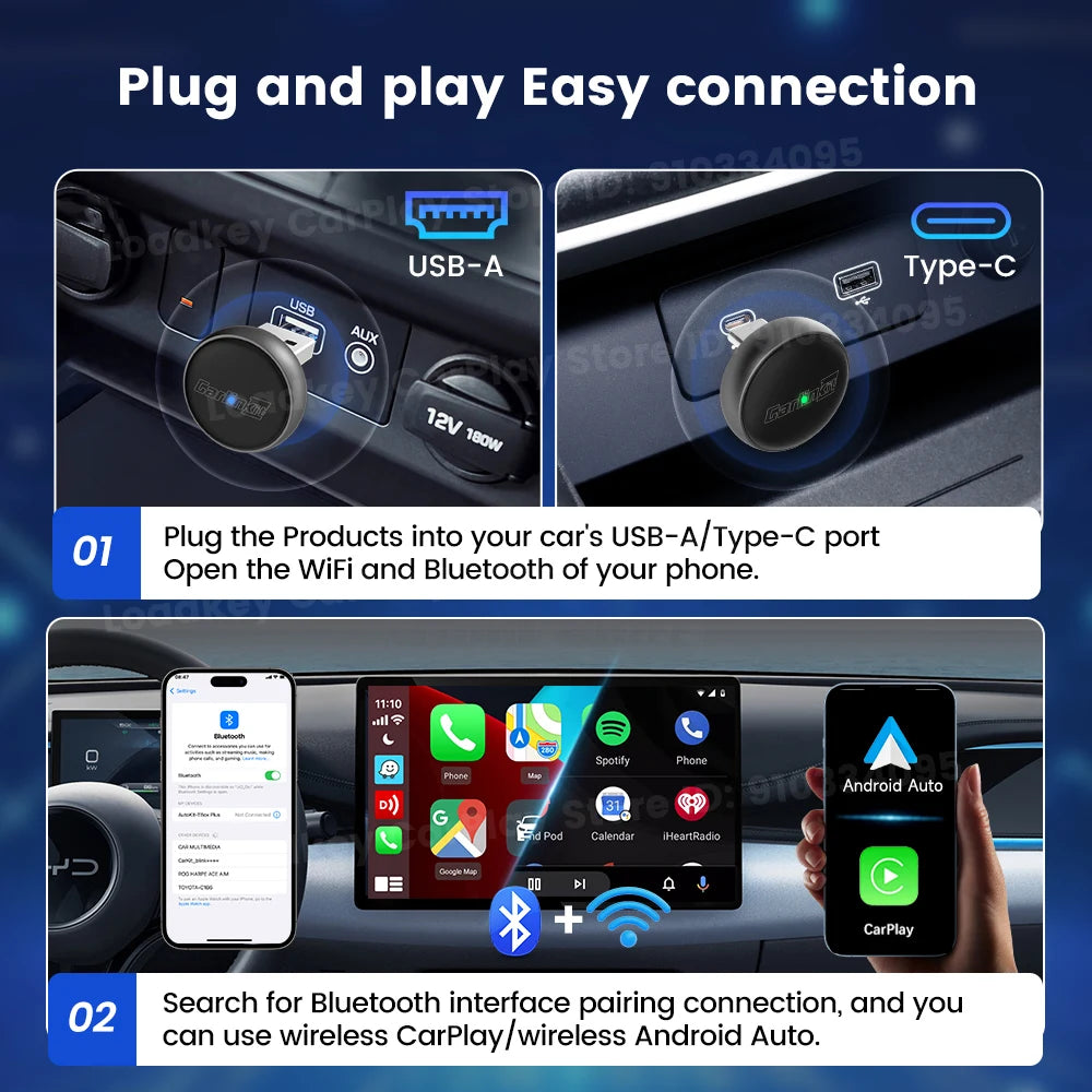 New CarlinKit Mini Ultra3 Wireless CarPlay Adapter Android Auto Wireless Dongle 2-In-1 Wireless Adapter Auto Connect 5.8G Wifi