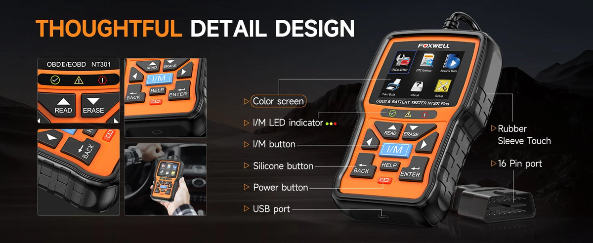 FOXWELL NT301 OBD2 Scanner Check Engine Code Reader Professional ODB2 OBD2 Automotive Scanner Car Diagnostic Tools PK ELM327