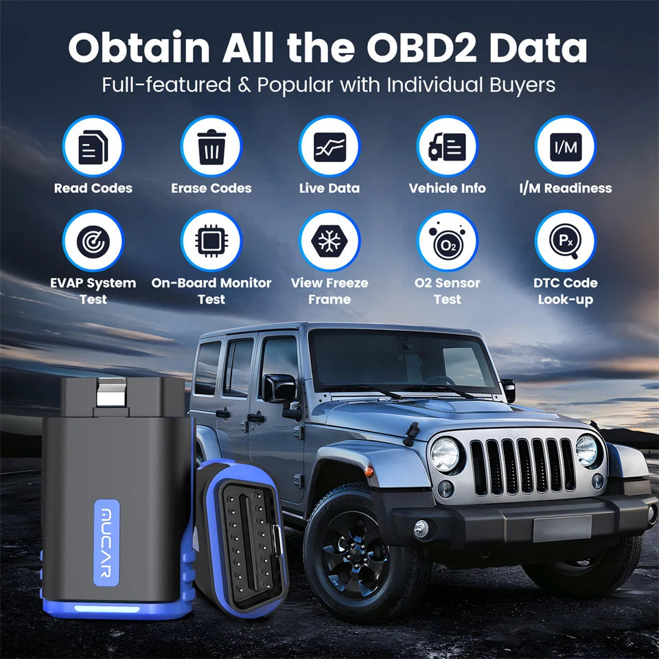 MUCAR Driverscan OBD2 Scanner Full System Car Diagnostic Tools 15 Resets Action Test Automotive Scan Tools 2025 Mucar Scanner