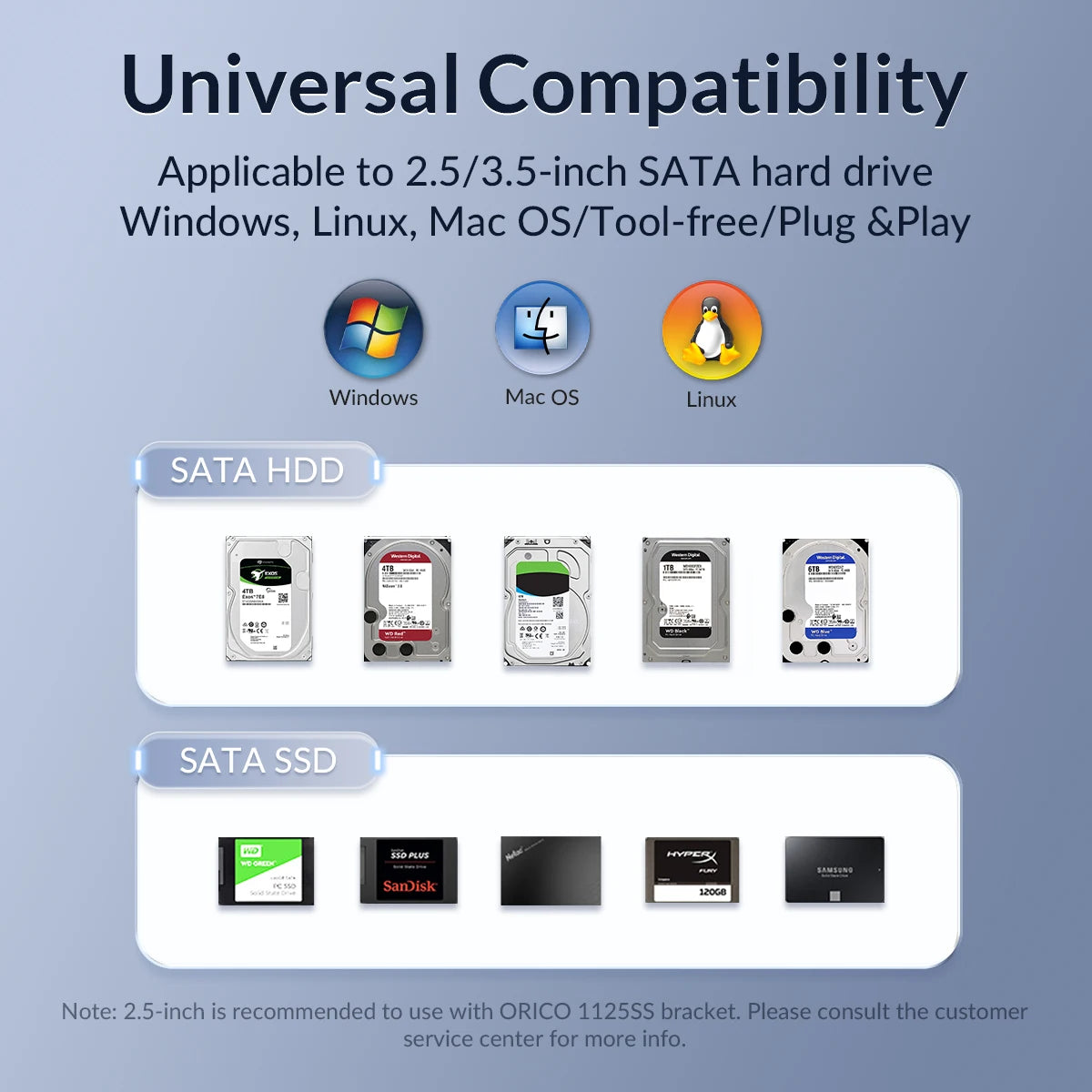 ORICO 3.5 inch Hard Drive Enclosure, USB-C and USB 3.0 SATA External HDD Case