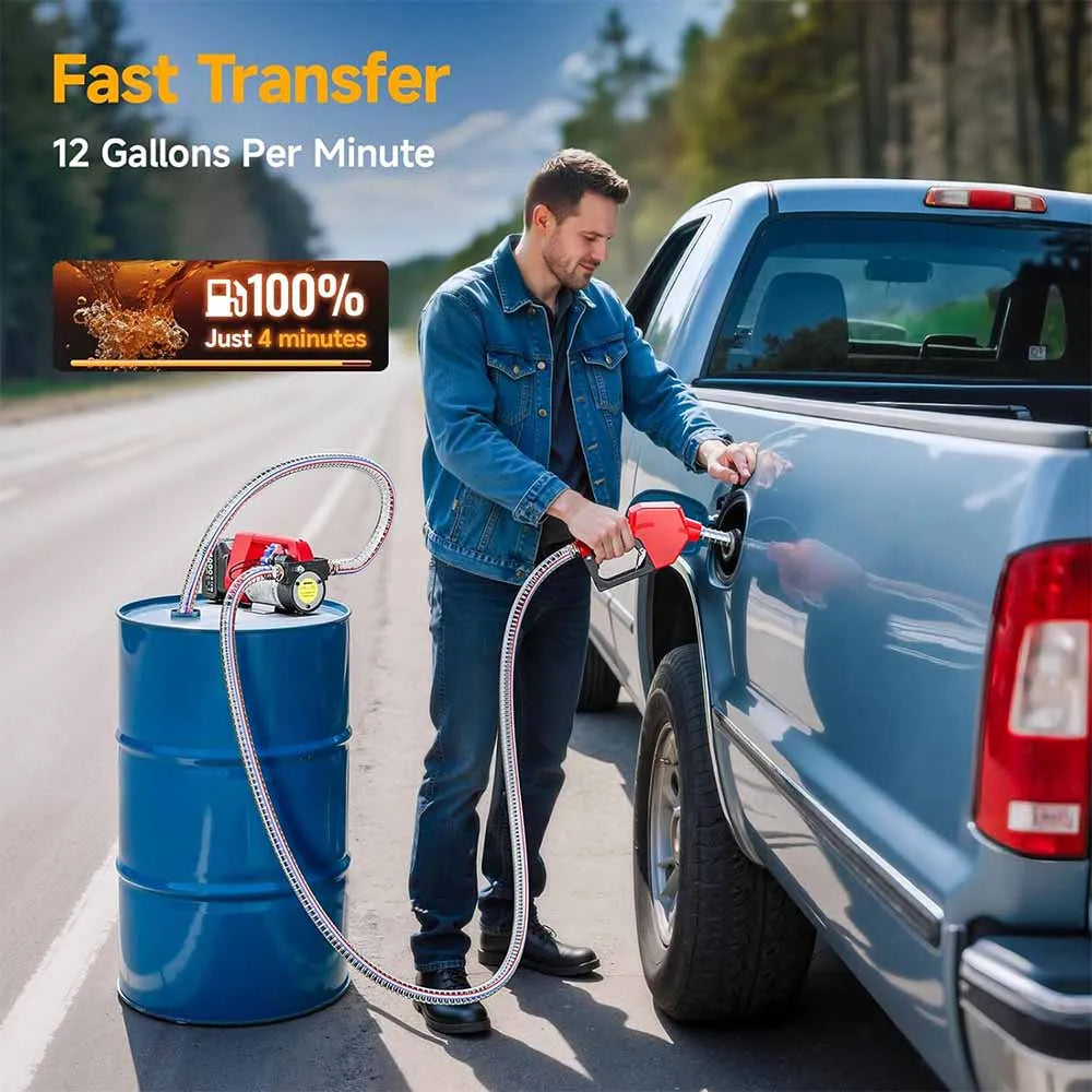 Taskstar Cordless Electric Diesel Transfer Kit with 2x6.6FT Hoses 12GPM Fuel Transfer Pump for 18V Makita Battery Pin