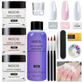 NOCIS Professional Acrylic Nail Kit with Clear, White and Pink Powder, Liquid and Tools