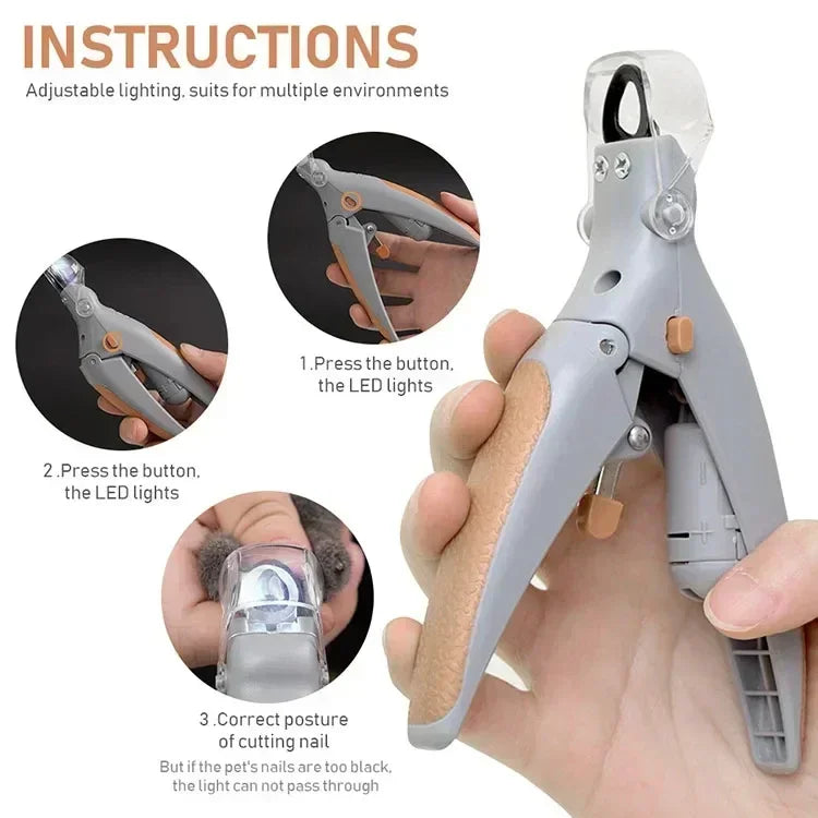 Professional Pet Nail Clipper Scissors with LED Light, Cat and Dog Nail Clippers, Claw Cutter Pet Supply