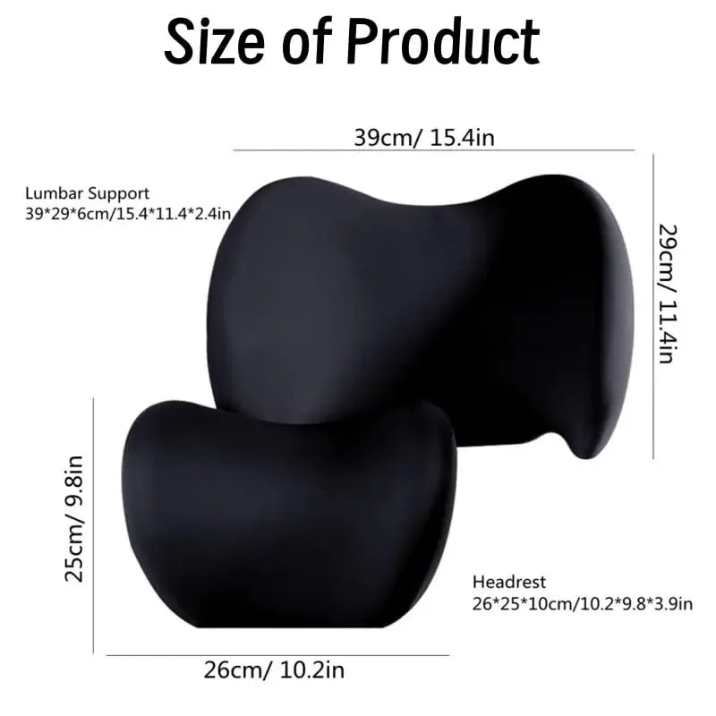 Car Headrest & Lumbar Support Cushion Kit, Ergonomic Driving Fatigue Relief Seat Memory Foam Neck Back Rest Pillows