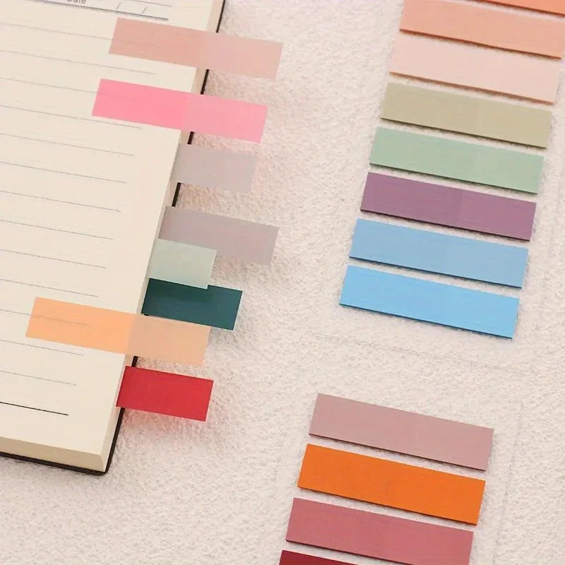 Waterproof PET Self-Stick Notes, Solid Color Sticky Notepad for Journaling and Scrapbooking