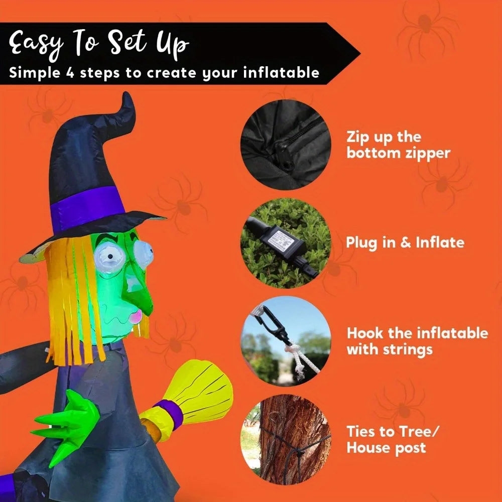 Halloween 4 ft Inflatable Witch with Built-In LED Lights