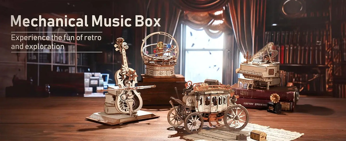 ROKR Magic Piano - 3D Wooden Puzzle, 233-piece Mechanical Music Box, Automatically Playable, DIY Model, Adult Home Decor Gift