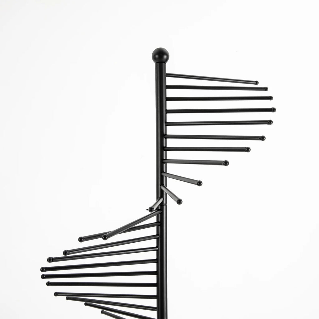 Freestanding Spiral Scarf Display Rack Black Baking Paint Iron Floor Shawl Organizer 5.58FT Tall 16.54IN Base Anti-Rust Anti-Slip Round Edge Easy Assemble For Clothing Store Mall Closet Hat Belt Jewelry Display